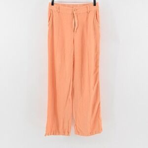 YOUNG FABULOUS BROKE Pants Womens Size M Linen Blend Orange Wide Leg High‎ Rise